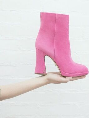Sam Edelman Pink Suede Jaye Ankle Boots Size 8.5